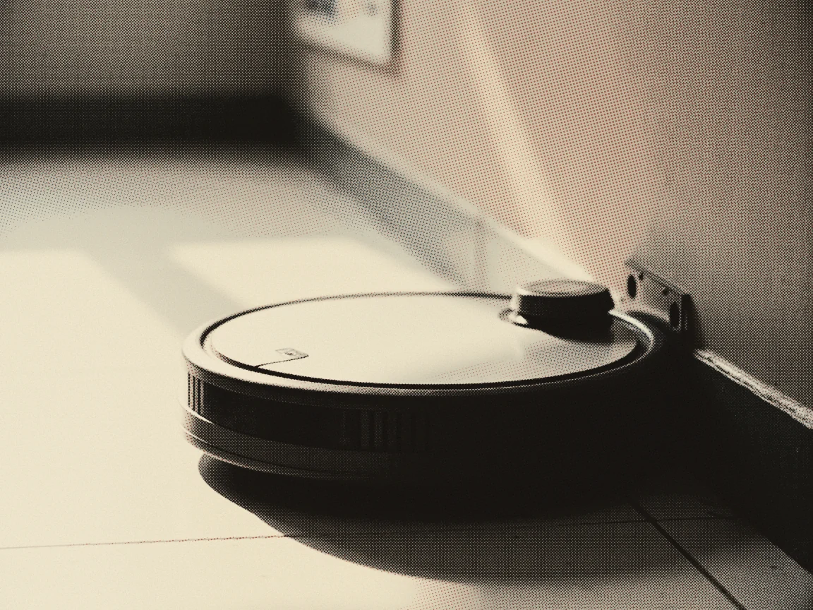 Best Robot Vacuum Malaysia 2026: Roborock vs Dreame vs Xiaomi (Pet Hair & Mop Features) — a disc-shaped robot vacuum parked against a skirting board