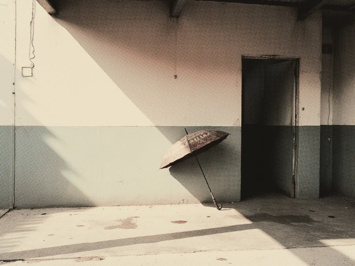 EPF i-Lindung 2026: Buy Insurance With Account 2 Savings — an open umbrella drying against a bare wall beside a doorway