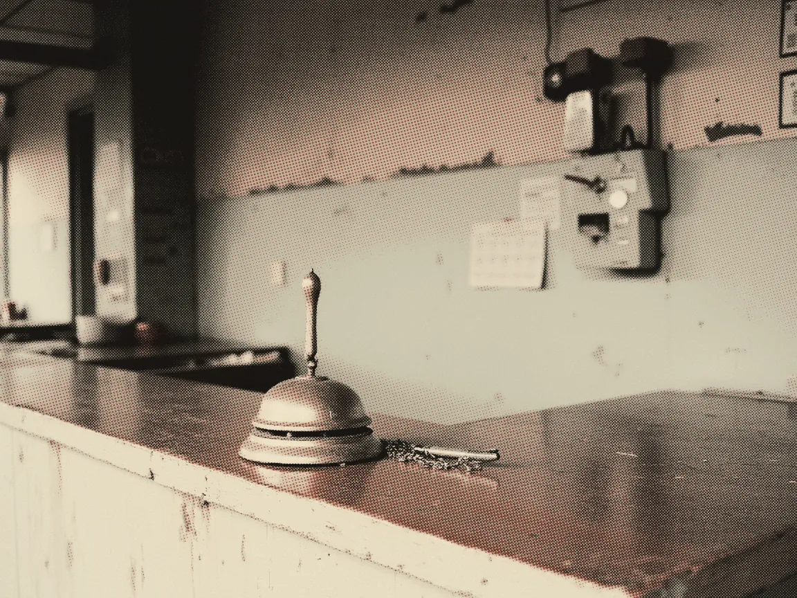Fixed Deposit Rates Malaysia: How to Compare Promos — a brass counter bell and a pen on a chain on a bare counter top
