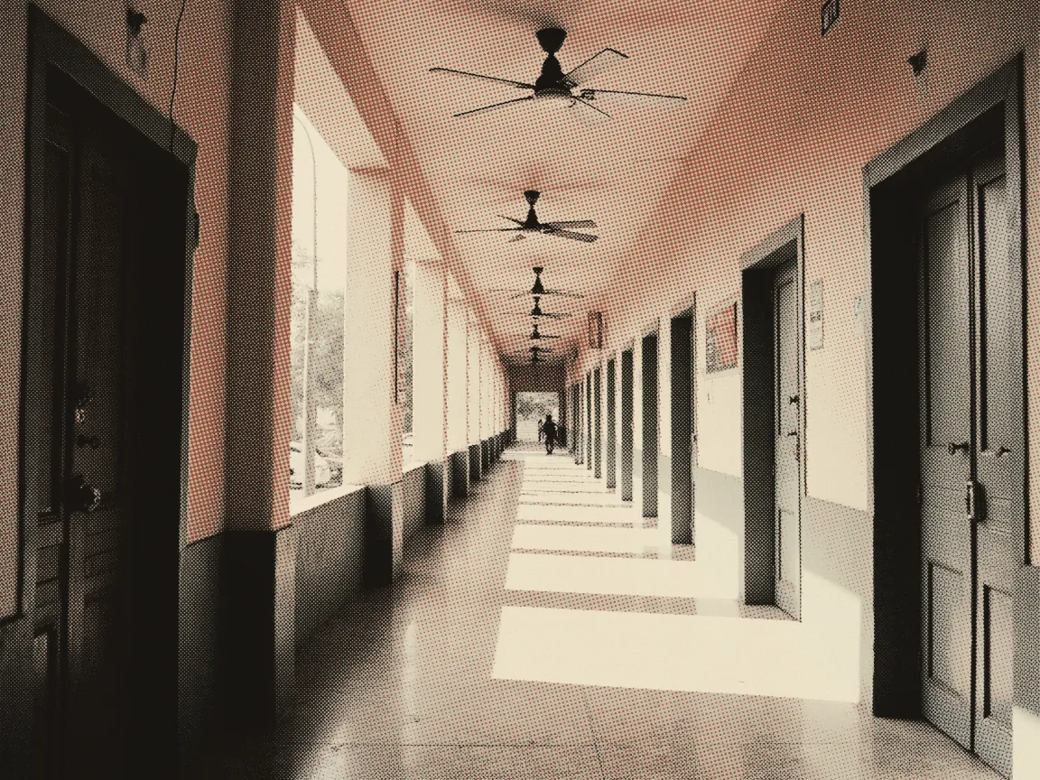HRMIS 2.0 Login 2026: Payslip, eGL & MyDigital ID — a government office corridor lined with closed timber doors