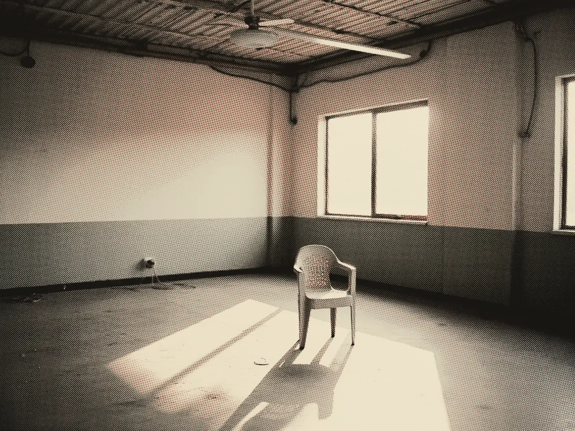 Investment Scam in Malaysia 2026: How to Check, What to Do — an empty room with a single plastic chair standing alone in a shaft of window light