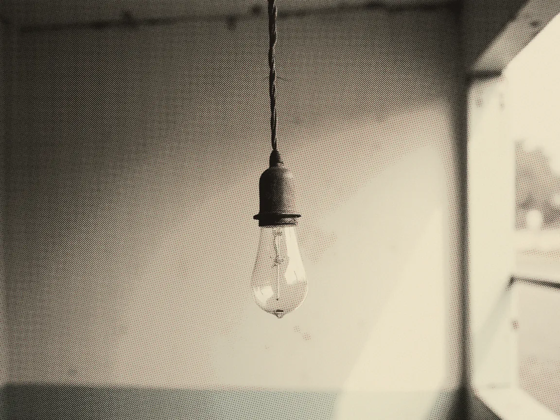 Open Electricity and Water Accounts Malaysia 2026 — a single bare lightbulb hanging in an empty room