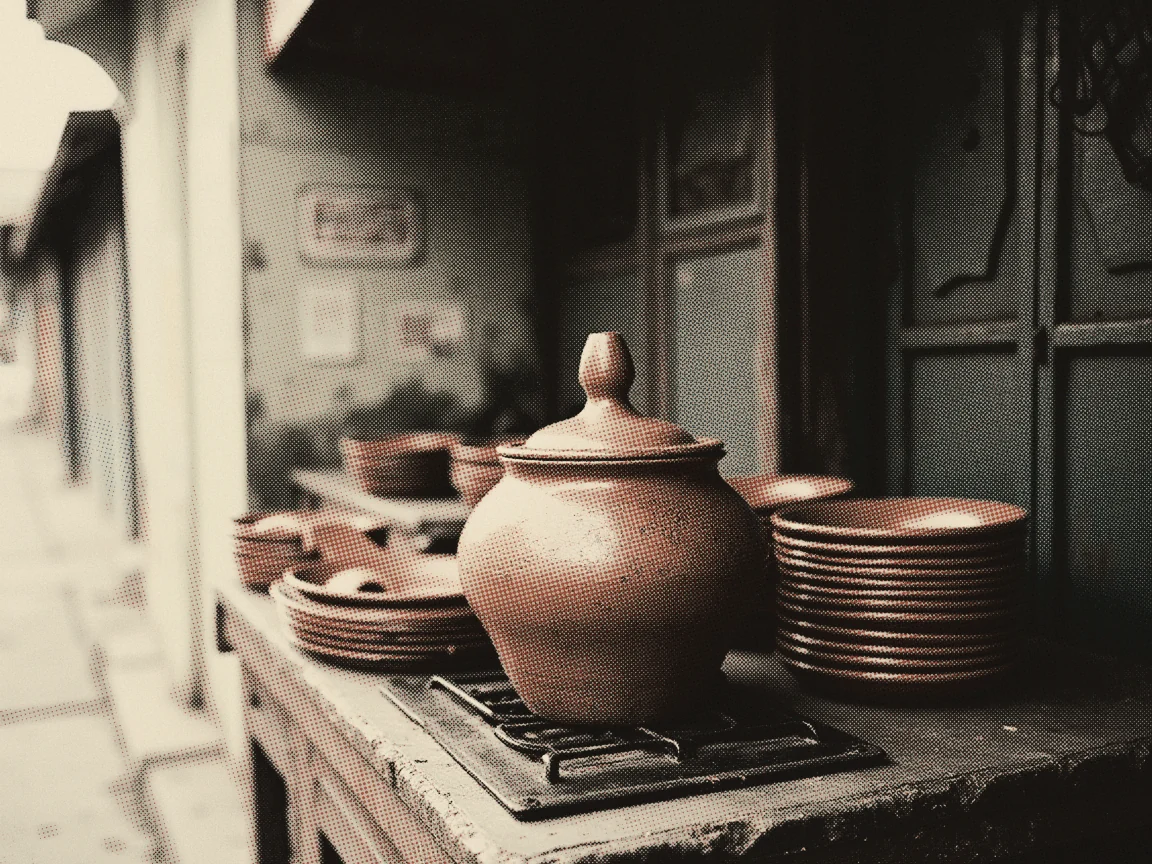 Ramadan Buffet 2026 KL/Selangor: Top 10 Hotel List & Early Bird Prices (Under RM100 vs Luxury) — a clay pot on a low stove with a stack of bowls beside it