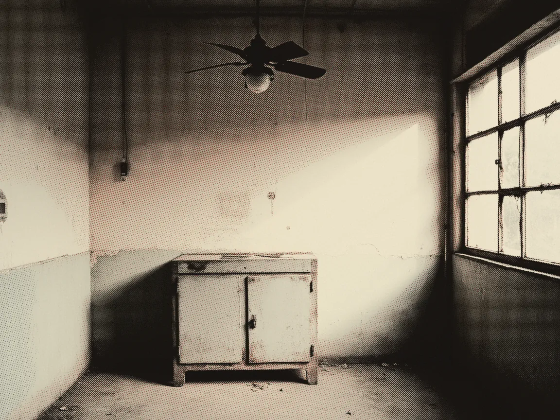 TNB Bill Calculator 2026: Tariff Tiers & Why Yours Went Up — a bare kitchen wall with an old ceiling fan and a metal cabinet
